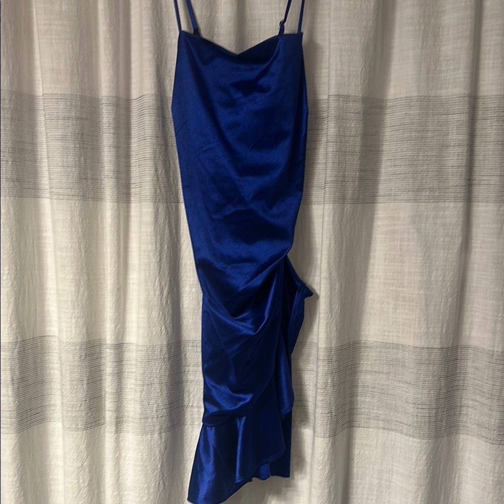 Elegant Blue Satin Dress